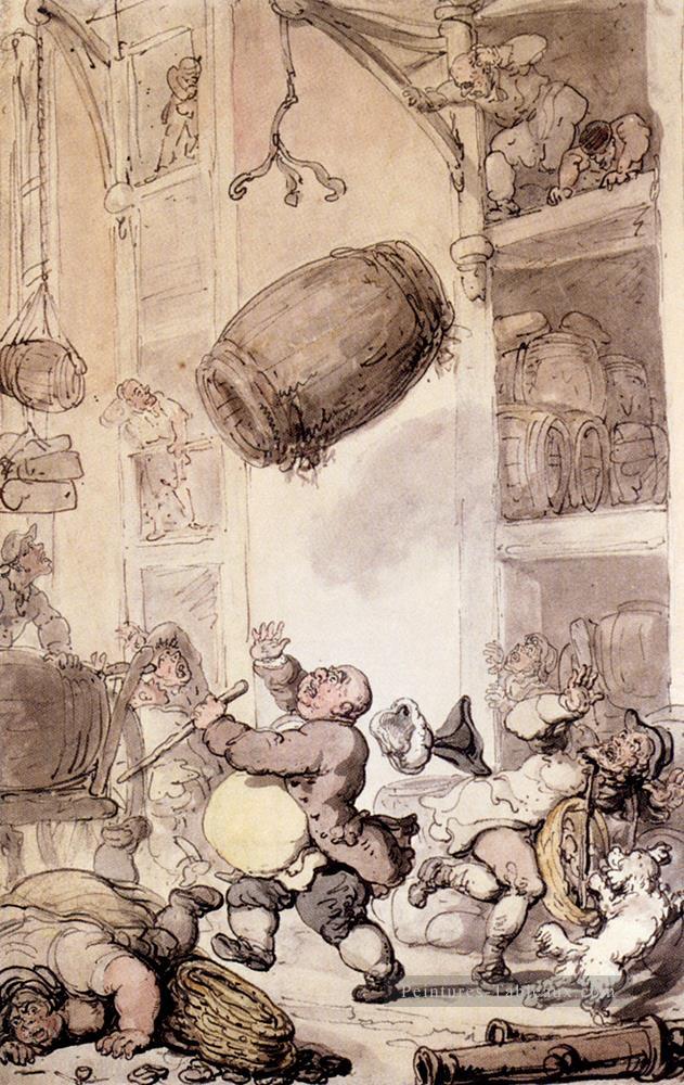 Une chute en bière caricature Thomas Rowlandson Peintures à l'huile